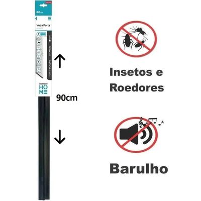 Veda Porta Com Adesivo 3m 90cm Rodo Silicone Preto Stamaco