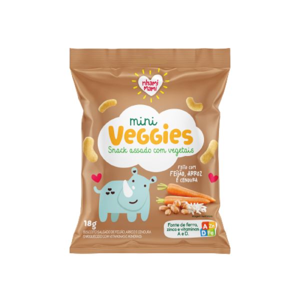 Snack Infantil Mini Veggies Feijão e Cenoura Nhami Mami 18g