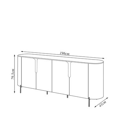 Buffet Decorativo América 4 Portas Pés Metálicos Dourados Off White G18 - Gran Belo