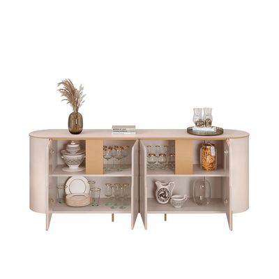 Buffet Decorativo América 4 Portas Pés Metálicos Dourados Off White G18 - Gran Belo