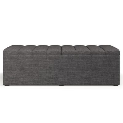 Calçadeira Recamier Baú Para Cama De Casal King Dália 195x50 cm W01 Linho Cinza Escuro - Lyam