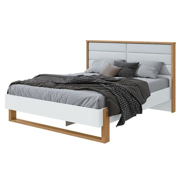 Cama Casal Freetown 160 Branco Amêndoa Clean - Lopas