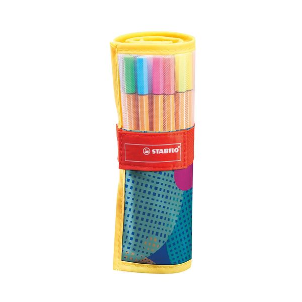 Caneta Hidrográfica Stabilo Point 88 Rollerset Fine 0.4mm com 25 Unidades Cores Neon