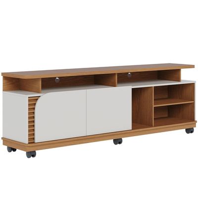 Rack para Sala De Estar TV 75 Pol com Rodízios Laguna C04 Freijó Off White - Lyam Decor