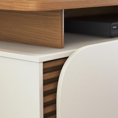 Rack para Sala De Estar TV 75 Pol com Rodízios Laguna C04 Freijó Off White - Lyam Decor