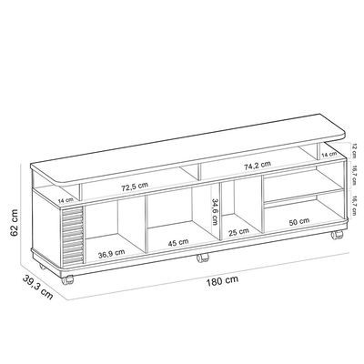 Rack para Sala De Estar TV 75 Pol com Rodízios Laguna C04 Freijó Off White - Lyam Decor