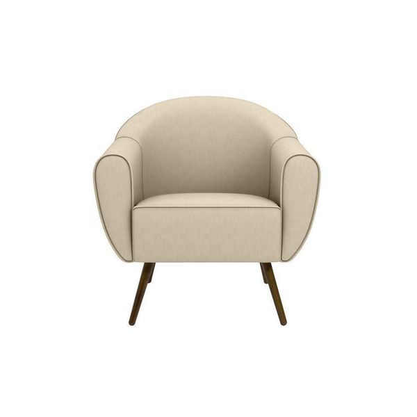 Poltrona Decorativa Sacha Veludo Liso Bege - Gran Belo