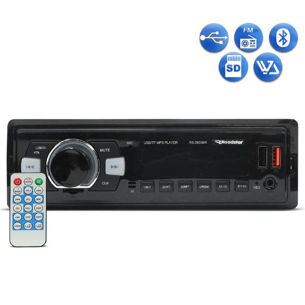 Radio Automotivo Roadstar RS2605BR Plus Mp3 Player Bluetooth USB SD FM Aux 4x48w