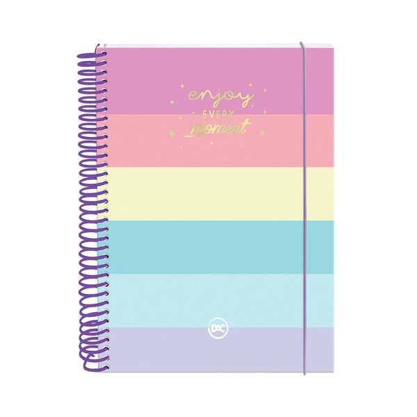 Caderno Colegial Dac Espiral Capa Dura Enjoy Candy Color 1 Matéria 160 Folhas