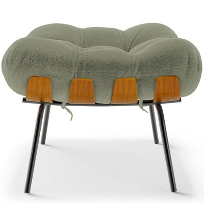 Puff Decorativo Sala de Estar Costela L02 Bouclê Oliva - Lyam Decor