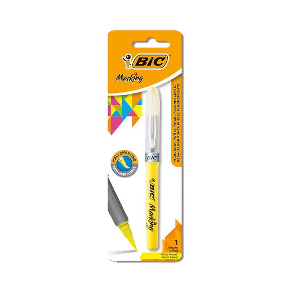 Marcador de Texto Bic Marking Ponta Flexível Amarelo Neon