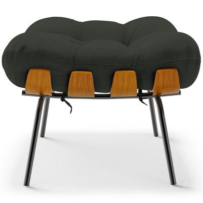 Puff Decorativo Sala de Estar Costela L02 Linho Verde - Lyam Decor