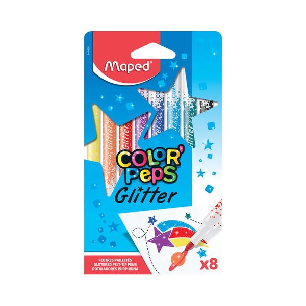 Hidrocor Maped Color Peps Glitter com 8 Cores Vibrantes