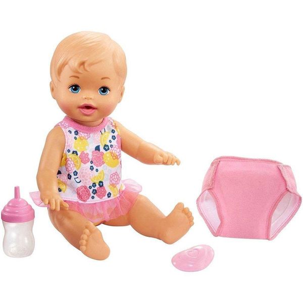 Boneca Little Mommy - Bebê Faz Xixi - Loira - Mattel FBC88 - ROUPA FLORES/FRUTAS Mattel
