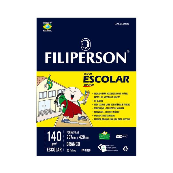 Bloco de Desenho Filiperson A3 140g com 20 Folhas Branco