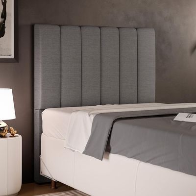 Cabeceira Cama Box Painel Solteiro 100 cm Dália W01 Linho Cinza Escuro - Lyam Decor