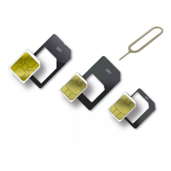 Kit 3 Adaptador p/  Chip Sim de Celular Micro Chip Nano Chip Noosy