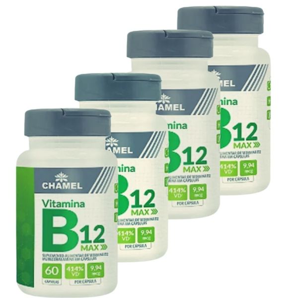 Vitamina B12 Max - 4 Frascos  60 cápsulas (Metilcobalamina) - Chamel