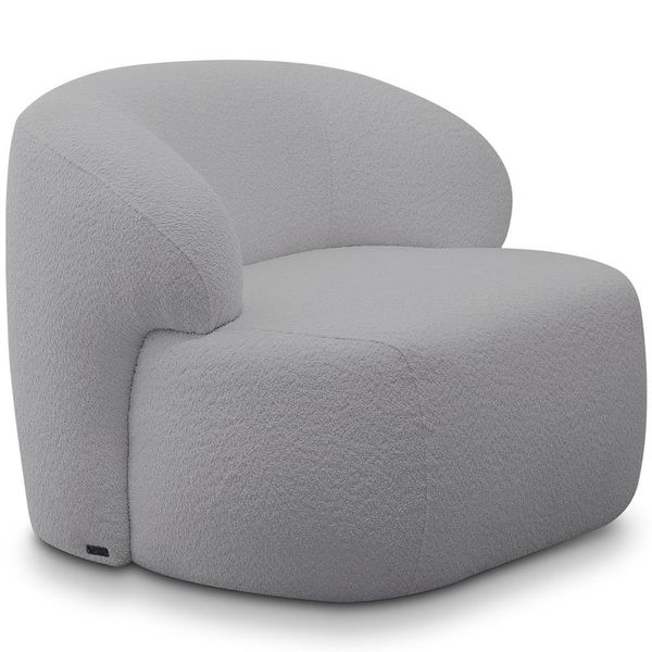 Poltrona Decorativa Fixa Orgânica Para Sala Living Barolo L06 Bouclê Cinza Escuro - Lyam Decor