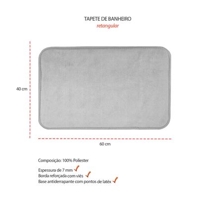 Tapete de Banheiro Preto e Cinza Antiderrapante Retangular 4un
