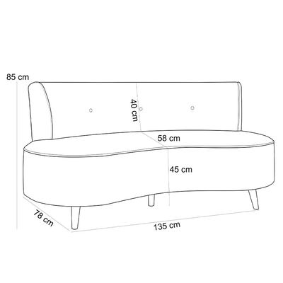 Sofá Chaise Living 2 Lugares 135cm para Sala Istambul K01 Linho Bege - Lyam Decor
