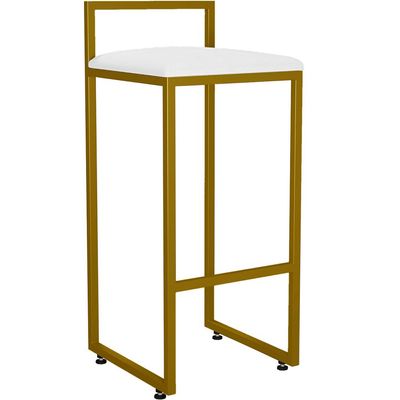 Kit 02 Banquetas Alta Para Cozinha Sala De Jantar Hanna L02 Dourado Corano Branco - Lyam Decor