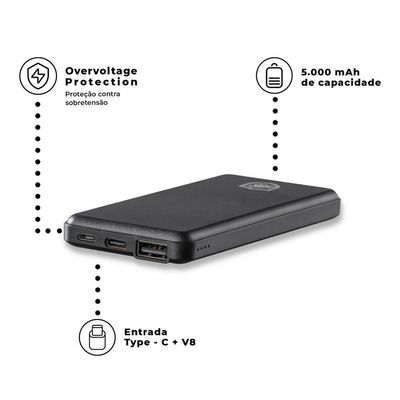 Carregador Portátil Powerfit - 5000mAh - Gshield