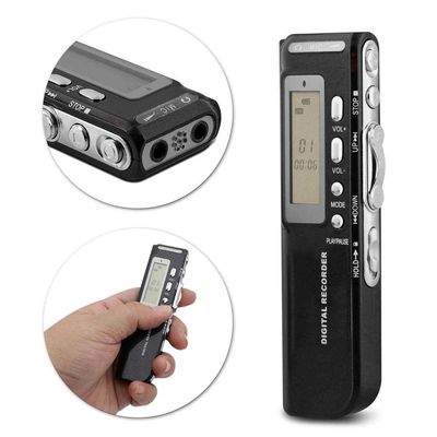 Gravador De Voz Digital 8gb Usb Tela Lcd Memória Microfone Fone De Ouvido Mp3 Wma
