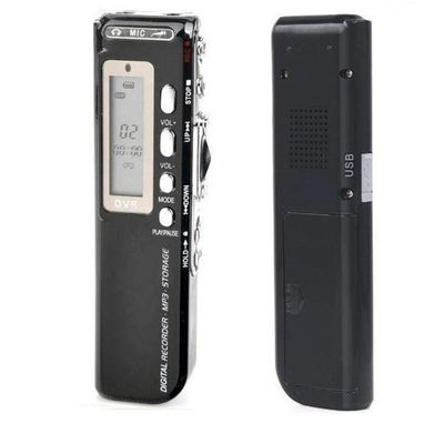 Gravador De Voz Digital 8gb Usb Tela Lcd Memória Microfone Fone De Ouvido Mp3 Wma