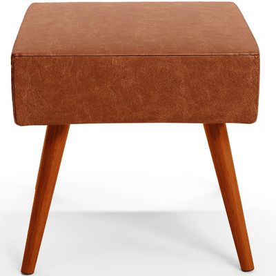 Puff Banqueta Decorativa Com Pés Palito Lívia W01 Couríssimo Camel - Lyam Decor