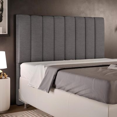 Cabeceira Cama Box Casal 140 cm Dália W01 Linho Cinza Escuro - Lyam Decor