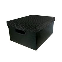 Caixa Organizadora Le Dello Retangular Média Geométrica Preta 39x30x19cm