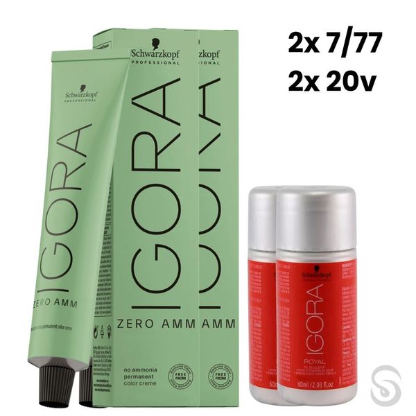 Igora Zero Amm 2x7/77 Louro Médio Cobre 60ml + 2 Ox 20VOL Igora Zero Amm 2x7/77 Louro Médio Cobre 60ml + 2 Ox 20VOL