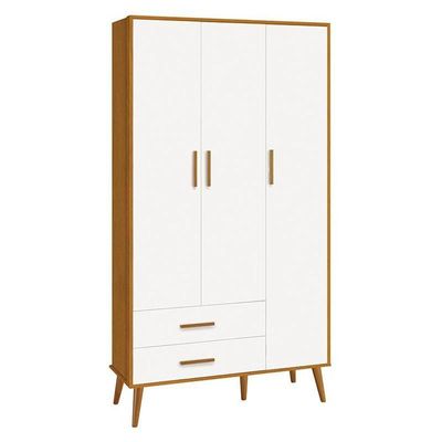 Jogo De Quarto Infantil Isis Guarda Roupa 3 Portas E Cômoda 1 Porta Branco/savana - Reller Móveis Branco/savana