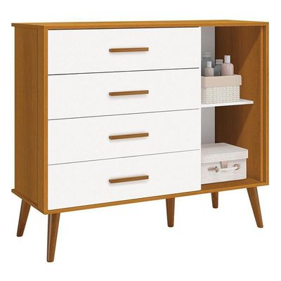 Cômoda Infantil Isis 1 Porta E 4 Gavetas Branco/savana - Reller Móveis Branco/savana
