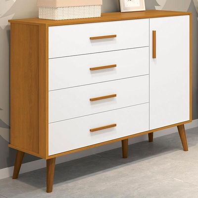 Cômoda Infantil Isis 1 Porta E 4 Gavetas Branco/savana - Reller Móveis Branco/savana