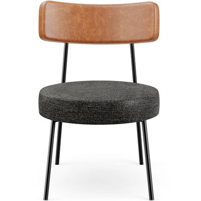 Poltrona Decorativa Para Sala De Estar Base Fixa Londres L02 Couríssimo Camel Linho Chumbo - Lyam
