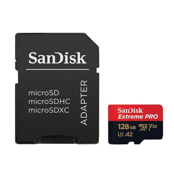 Cartão de Memória 128GB SanDisk Extreme Pro MicroSDXC 200Mb/s UHS-I V30 U3 A2 Cartão de Memória 128GB SanDisk Extreme Pro MicroSDXC 200Mb/s UHS-I V30 U3 A2