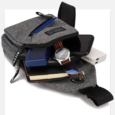 BOLSA MOCHILA IMPERMEÁVEL TRANSVERSAL CROSSBODY POCHETE DE PEITO PORTÁTIL ALÇA ÚNICA AJUSTÁVEL Único / Cinza