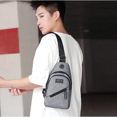 BOLSA MOCHILA IMPERMEÁVEL TRANSVERSAL CROSSBODY POCHETE DE PEITO PORTÁTIL ALÇA ÚNICA AJUSTÁVEL Único / Cinza