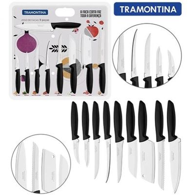 Conjunto De Facas Tramontina 9 Peças Plenus Preto Original