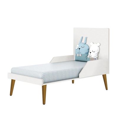 Jogo De Quarto Infantil Theo Retrô Cômoda 1 Porta E Berço Branco Fosco Com Pés Amadeirado - Reller Móveis Branco Fosco