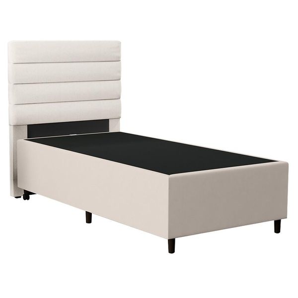 Cabeceira com Base para Cama Box Solteiro 88x188cm Hit ID5 Linho Cru/Suede Bege - Mpozenato
