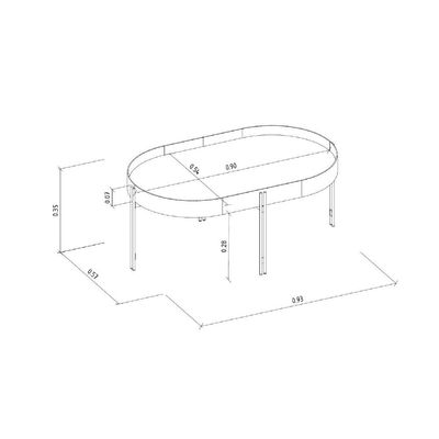 Mesa de Centro Decorativo Grimaldi Base Aço com Detalhe em Couro Preto G77 - Gran Belo