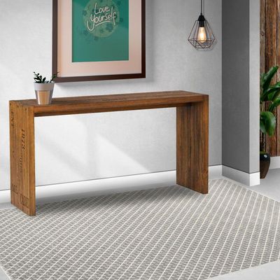 Aparador para Sala de Estar Flauer com Gravura Madeira Maciça Rustic Brown - Gran Belo