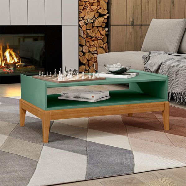 Mesa de Centro Decorativa Armie Madeira G74 Verde/Freijó - Gran Belo
