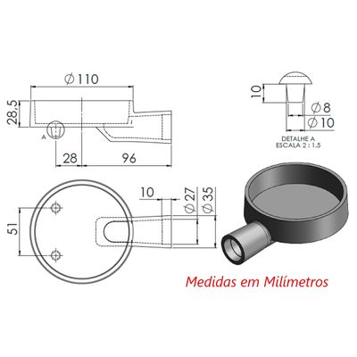 Queimador Simples Completo Fogão Industrial Ferro N01 11cm