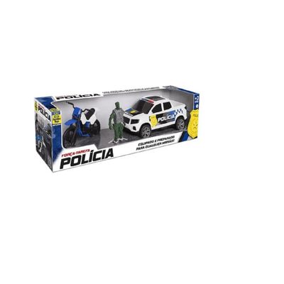 Força Tarefa Policia Pick-Up e Moto Com Boneco 0043 - Samba Toys