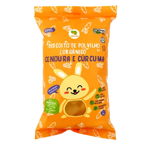 Biscoito de Polvilho Cenoura e Cúrcuma Vegano Orgânico Crilancha 40g Biscoito de Polvilho Cenoura e Cúrcuma Vegano Orgânico Crilancha 40g
