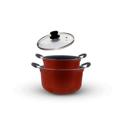 Kit com 2 Caçarolas Grande Familia Dona Chefa Anti Aderente Tampa de Vidro 28cm 30cm